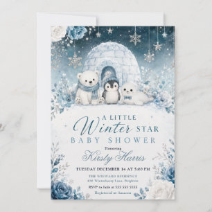 Convite Um Pequeno Chuveiro de Bebê Estrela de Inverno