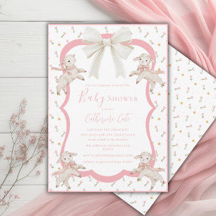 Convite Um Pequeno Chuveiro de Bebê Lirttle Lambchop Rosa 