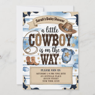 Convite Um Pequeno Cowboy Está a Caminho Chá de Bebê