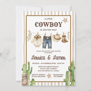 Convite Um Pequeno Cowboy está a Caminho Chuveiro de Bebê