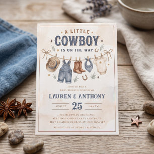 Convite Um Pequeno Cowboy Está a Caminho - Chuvinha de Beb
