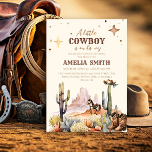 Convite Um Pequeno Cowboy Western Boy Brown Baby Shower