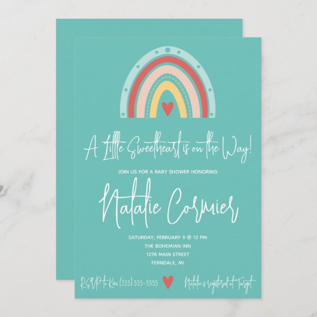 Convite Um pequeno doce está a caminho! Chá de fraldas (Frente/Verso)