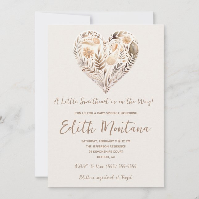 Convite Um pequeno doce está no caminho do Chá de fraldas  (Frente)