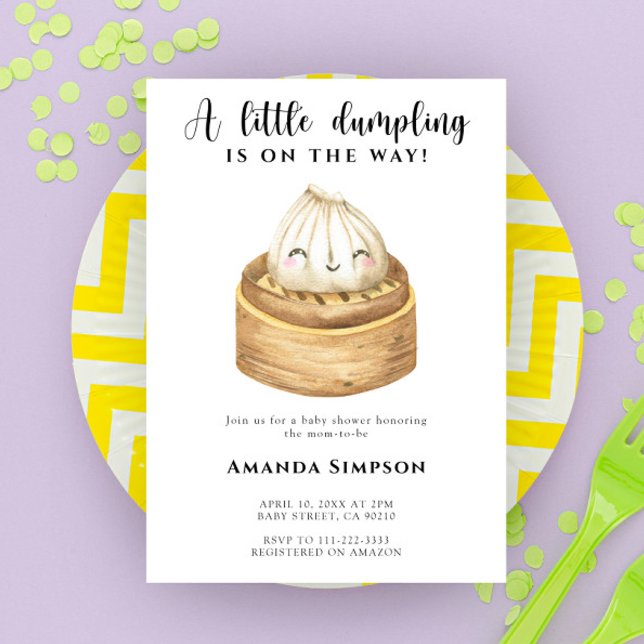 Convite Um pequeno dumpling a caminho baby shower (Criador carregado)