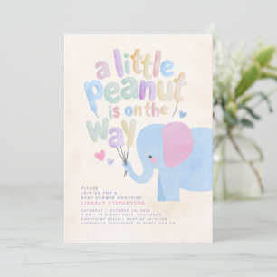 Convite Um Pequeno Elefante Amendoim Chuveiro de Bebê Past