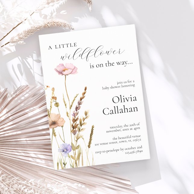 Convite Um Pequeno Elegante De Chá de fraldas De Flor Selv (Criador carregado)