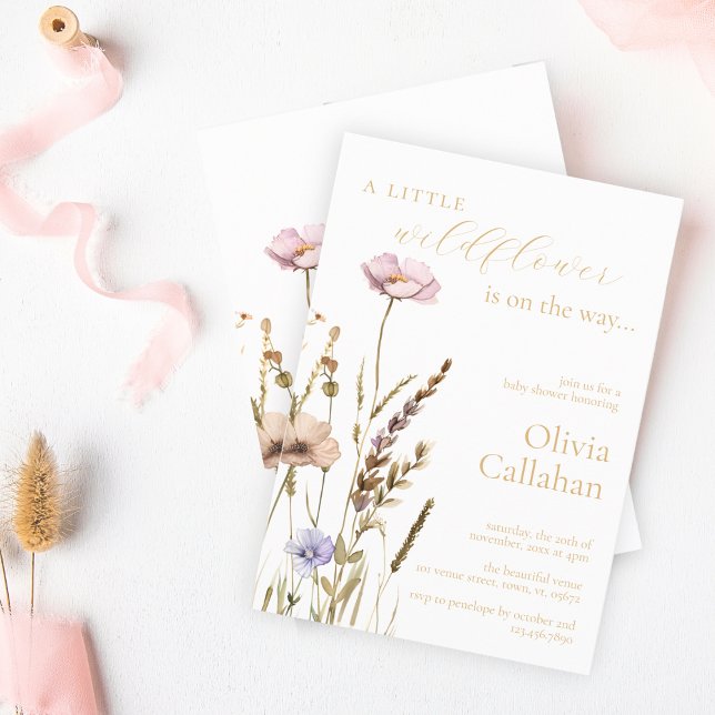 Convite Um Pequeno Elegante De Chá de fraldas De Flor Selv (Criador carregado)