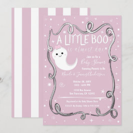 Convite Um Pequeno Fantasma Boo Rosa Festa de Bebê de Hall