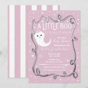Convite Um Pequeno Fantasma Boo Rosa Festa de Bebê de Hall