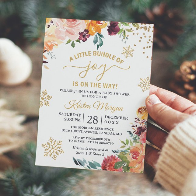 Convite Um Pequeno Feixe de Alegria Chá de Bebê Floral Bur (Criador carregado)