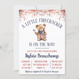 Convite Um Pequeno Firecracker está a caminho! Chá de fral