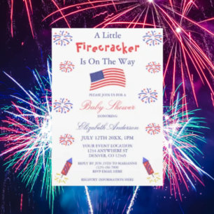Convite Um Pequeno Firecracker Está A Caminho Do Chá de fr