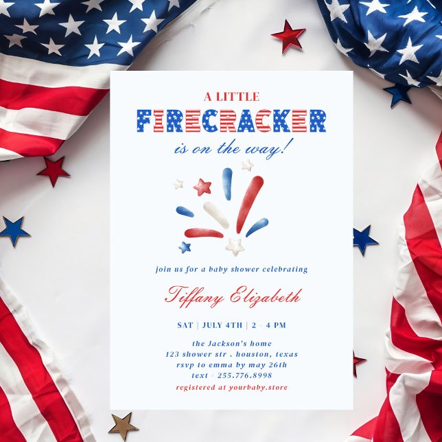 Convite Um Pequeno Firecracker no dia 4 de julho de Chá de (Criador carregado)