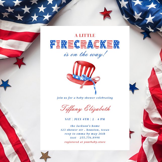 Convite Um Pequeno Firecracker no dia 4 de julho de Chá de (Criador carregado)