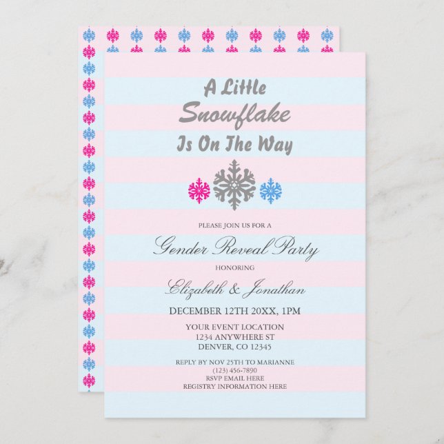 Convite Um Pequeno Floco De Neve Está No Caminho Da Revela (Frente/Verso)