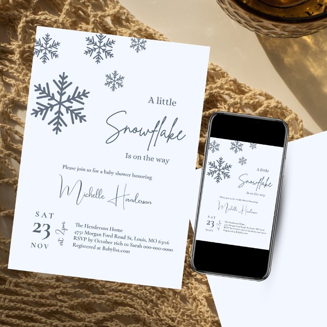 Convite Um Pequeno Floco de Neve Está no Caminho do Chá de (Criador carregado)