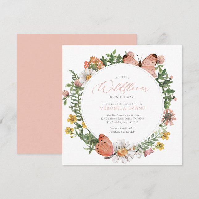 Convite Um pequeno flor selvagem está no caminho Chá de fr (Frente/Verso)