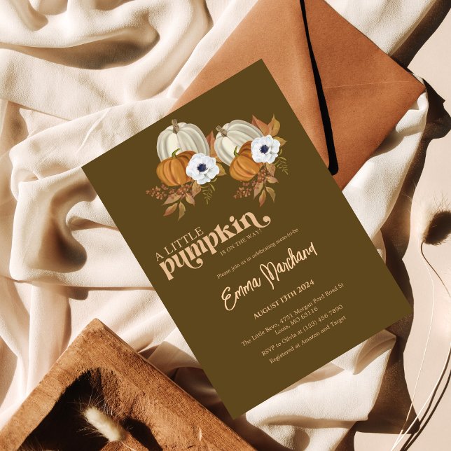 Convite Um pequeno floral de abóbora chá de fraldas (Criador carregado)