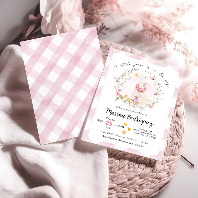 Convite Um pequeno ganso está a caminho chá de fraldas Con (Criador carregado)