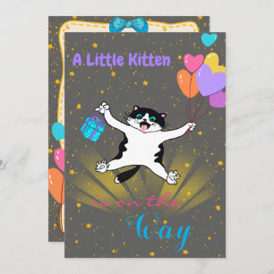 Convite Um Pequeno Gatinho No Caminho Chá de fraldas