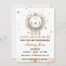 Convite Um Pequeno Leão Está a Caminho Menino Baby Shower