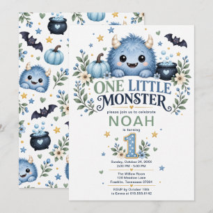 Convite Um Pequeno Menino Monstro 1º Aniversário
