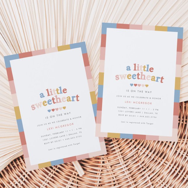 Convite Um Pequeno Namorados Retro Chá de fraldas (Criador carregado)