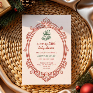 Convite um pequeno natal alegre manuscrito baby shower