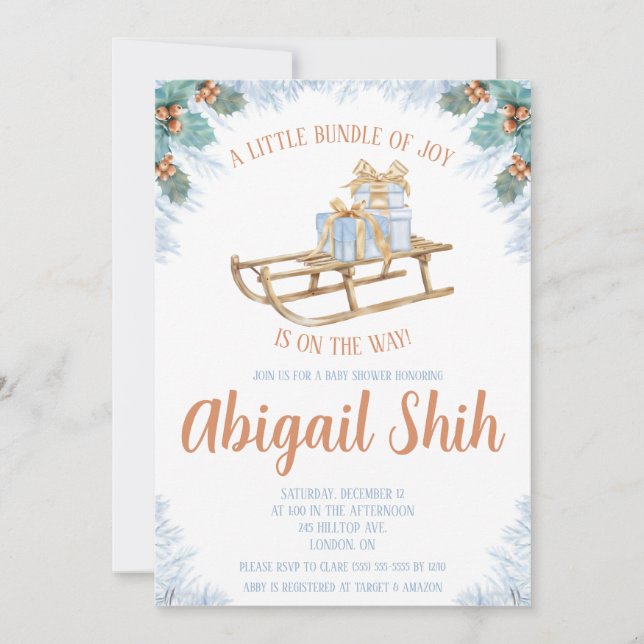 Convite Um pequeno pacote de alegria está no caminho do Ch (Frente)