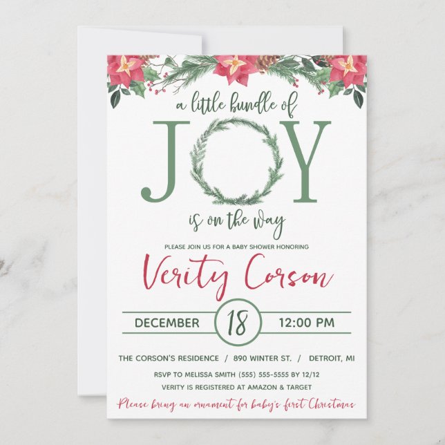 Convite Um pequeno pacote de alegria está no caminho do Ch (Frente)