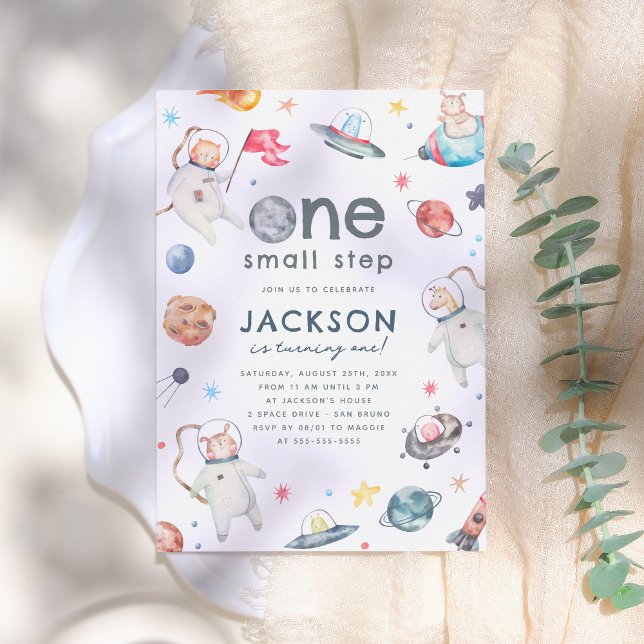 Convite Um pequeno passo | Festa de primeiro aniversario d (Criador carregado)