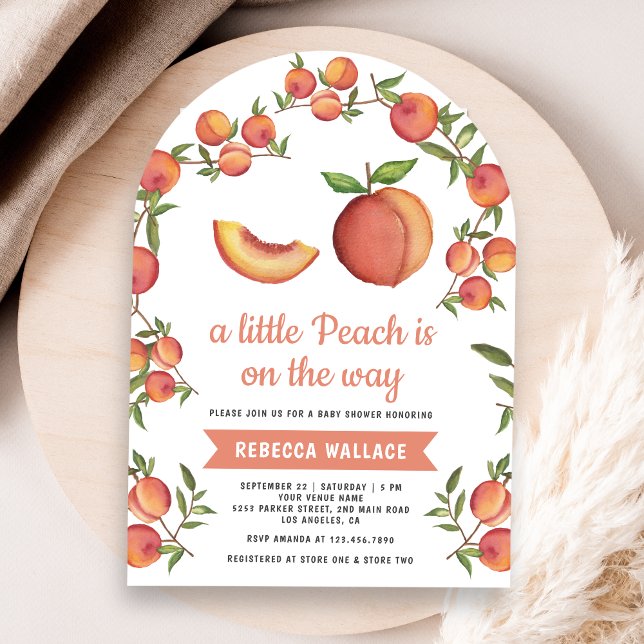 Convite Um Pequeno Pêssego está no caminho Chá de fraldas  (Criador carregado)