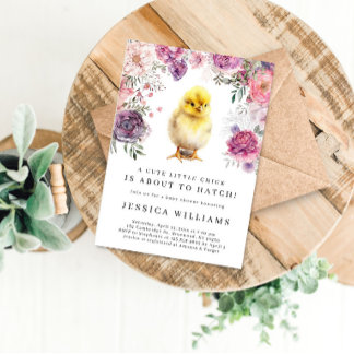 Convite Um pequeno Pintinho está prestes a bater no Chá de