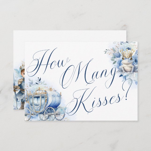 Convite Um Pequeno Príncipe Azul Real Chuveiro Beijos (Frente/Verso)