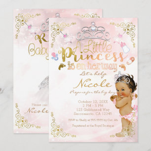 Convite Um Pequeno Príncipe Bebe Menina Shower Rosa Brilha