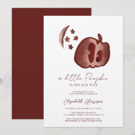 Convite Um Pequeno Pumpkin Blue Watercolor Baby Boy Chá I