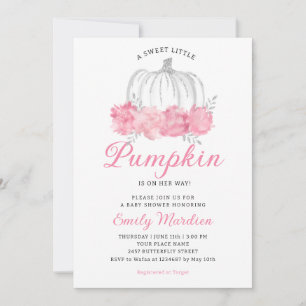 Convite Um Pequeno Pumpkin com aquarela Floral Chá de fral