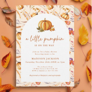 Convite Um Pequeno Pumpkin Elegante Queda Floral