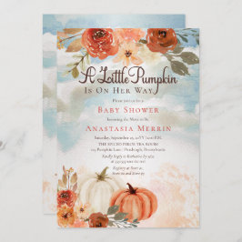 Convite Um Pequeno Pumpkin | Fall Floral Girl Chá de frald