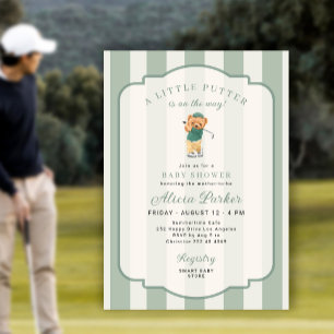 Convite Um pequeno putter a caminho do chá de bebê de golf