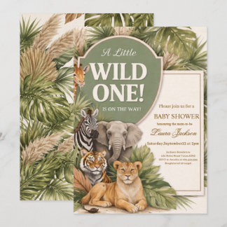 Convite Um Pequeno Safari de Fera Bebês Chuvada de Bebê