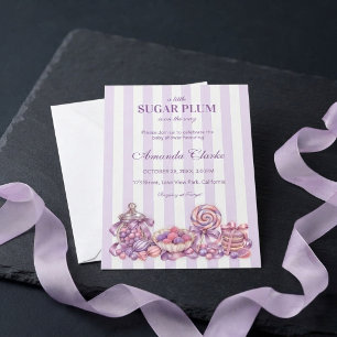 Convite Um Pequeno Sugar Plum está a caminho Baby Shower