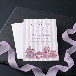 Convite Um Pequeno Sugar Plum está a caminho Baby Shower