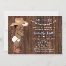 Convite Um pequeno vaqueiro a caminho do Chá de fraldas az