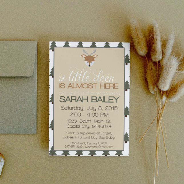 Convite Um Pequeno Veado Está Quase Aqui, Chá de fraldas C (Criador carregado)