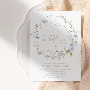 Convite Um Pequeno Verde Flor Silvestre Boho Bebê Menina