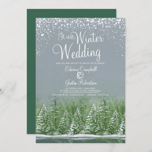 Convite Um pinheiro casamento no inverno lago cinza arte v