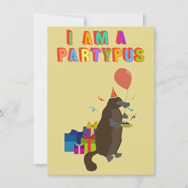 Convite Um platypus que ama party (Frente)