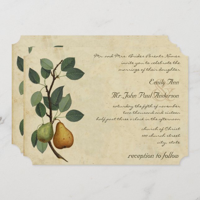 Convite Um Pomar De Par Perfeito, Barão, Casamento Fazenda (Frente/Verso)